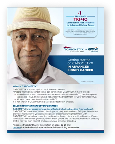 CABOMETYX Advanced Kidney Cancer (RCC) Patient Handbook Cover